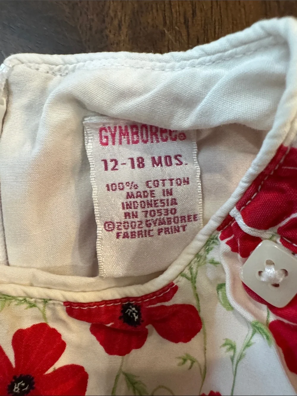 VINTAGE (2002) Gymboree White Dress with Red Poppie Print